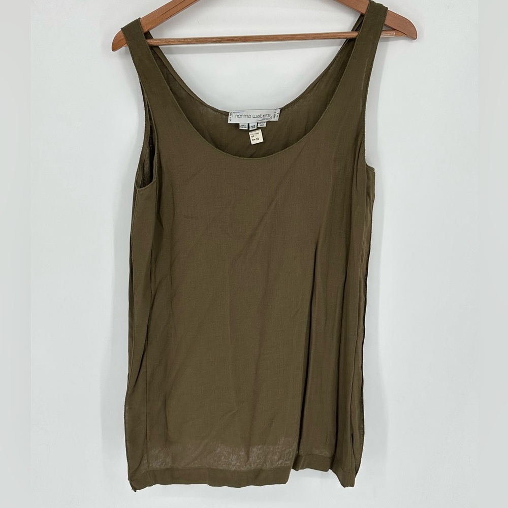 VINTAGE Norma Walters Pullover Tank Olive Sz 10 Made in USA S8.